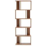 Rebecca Mobili Boekenkast 5 planken bruin eiken contemporary wood Study Living Room - 172,5 x 60 x 24,5 cm (H x B x D) - Art. KONING 6031