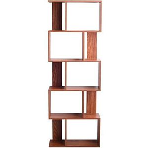 Rebecca Mobili Mdf houten plank, moderne boekenkast, 5 planken, walnootbruin, smartworking office documentboeken - Afmetingen: 169 x 60 x 24 cm (HxBxD) - Art. KONING 6401