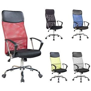 Rebecca Mobili Executive stoel, ergonomische stoel, rood zwart, PU-ademende hoes, werk vanuit thuiskantoor - afmetingen: 113/123x57,5x58,5 cm (HxBxD) - Art. KONING 6541