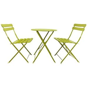 Rebecca Mobili Tafel- en stoelenset, set bistro, staal, groen, ruimtebesparend, voor tuin en balkon - Afmetingen (h x b x d): 71 x 60 x 60 cm - Art. RE6829