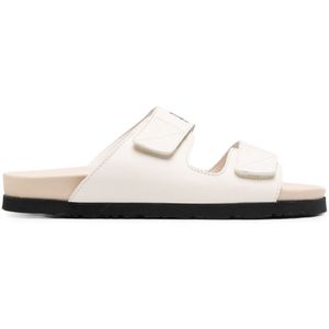 Palm Angels - Leren Slippers - Wit