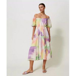 Twinset Midi-jurk met tie-dye-effect multi XS