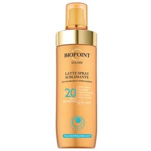 Biopoint Solaire Zonnemelkspray met kleursublimatie, SPF 20 met bruiningsversnelling, antioxiderend en hydraterend, geeft een gouden en stralende huid, 250 ml