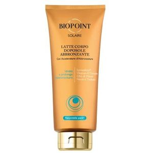 Biopoint Solaire Sublimerende After Sun lichaamsmelk met bruiningsversneller, kalmerende en hydraterende werking, geeft een langdurige gouden en stralende huid, 100 ml