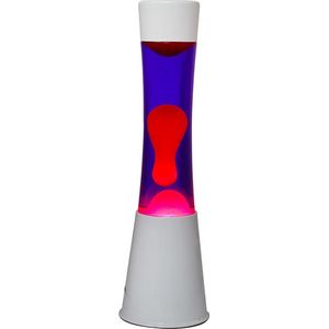 i-Total Lavalamp - Lava Lamp - Sfeerlamp - 40x11 cm - Glas/Aluminium - 30W - Paars met roze Lava - Wit - XL1758