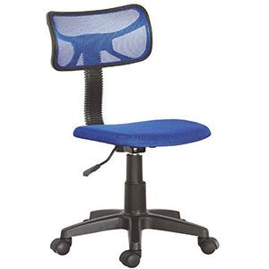 BAKAJI Bureaudraaistoel, in hoogte verstelbaar, bureaustoel met wielen, bureaustoel voor slaapkamer, ergonomische rugleuning, gevoerde zitting (blauw)