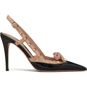 Valentino Garavani, Rockstud Bow Slingback Pumps Zwart, Dames, Maat:39 EU