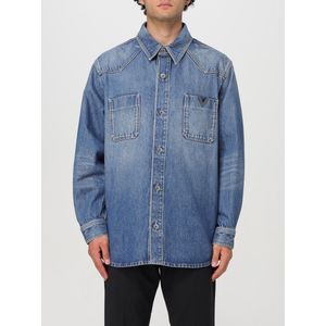 Valentino Garavani, Heren, Overhemden, Blauw, Maat: S Denim,