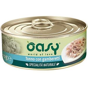 OASY Tonijn, gestoomde garnalen, kat, 150 gram, nat voer voor katten