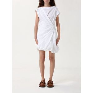 Pinko - Jurk - Wit - Katoen - Zijrits Sluiting - Knoopdetail