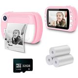 i-Paint P9 instant camera voor kinderen, print B/N op thermisch papier, 1080P digitale camera, FHD digitale camera, 3,5 inch LCD, 3,5 inch (3,5 inch), micro-SD 32 GB, roze