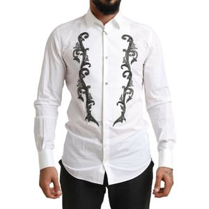 DOLCE & GABBANA - GOLD - Tuxedo Slim Fit Baroque Shirt - Wit