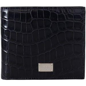 Dolce & Gabbana Black Bifold Card Holder Men Exotic Leather Men's Wallet