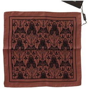 Dolce & Gabbana Brown Floral Silk Square zakdoek heren sjaal