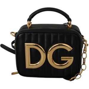 Dolce & Gabbana Zwart Leather Lambskin DG Logo DG Girls Schouder damestas