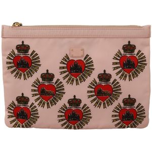Dolce & Gabbana Clutch Pink D & amp; G Logo Devotion Heart Nylon Pouch Women's Wallet