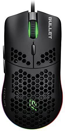 Noua Bullet Gaming-muis, bekabelde optische pixart 3360 tot 24000 dpi, 7 programmeerbare toetsen, inclusief software, ergonomische gaming-muis met honingraatschaal en siliconen skin