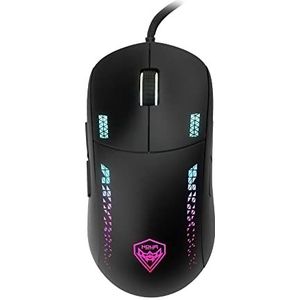 Noua Loop Gaming-muis RGB met USB-kabel, optische sensor Pixart 3335 tot 32000 DPI, 9 programmeerbare toetsen, software inbegrepen, lichte gamingmuis, zwart