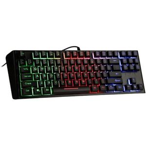 Noua Cosmo Gaming-toetsenbord QWERTY USB Plug & Play, mini-multimedia-gamingtoetsenbord, 87 toetsen, semi-mechanisch, RGB-achtergrondverlichting, regenboog-achtergrondverlichting, 19 anti-ghosting, lay-out Italië