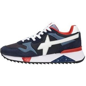 W6Yz, Schoenen, Heren, Blauw, 40 EU, Suède, Suede and technical fabric sneakers Yak-M.