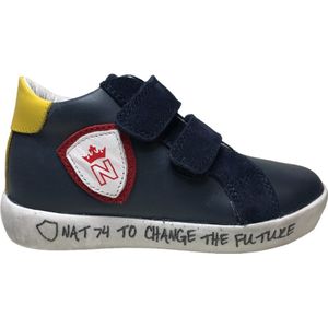 Naturino - Korey - Hoge Leren Sneakers - Navy - Met Velcro Sluiting