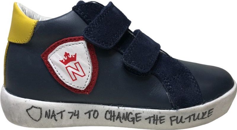 Naturino - Korey - Hoge Leren Sneakers - Navy - Met Velcro Sluiting