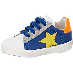 Naturino Annie Sneakers met ritssluiting van stof en suède met sterpatch - wit, Meerkleurig wit azuur oranje fluo, 35 EU