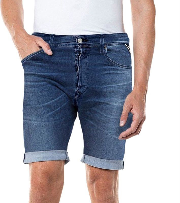 Replay Heren RBJ.901 Powerstretch denim jeansshorts, 009 MEDIUM Blue, 29