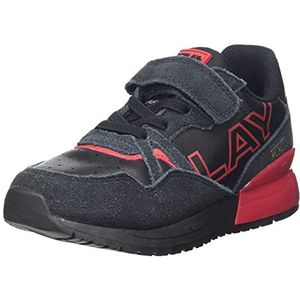 Replay Shoot Jr-Elastic Shoe Boy Sneakers voor jongens, 178 zwart rood, 37 EU