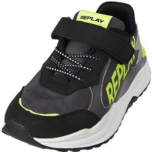 Replay Merak Jr-Lace Up Shoe Boy Sneakers voor jongens, 2536black yellow fluo, 28 EU