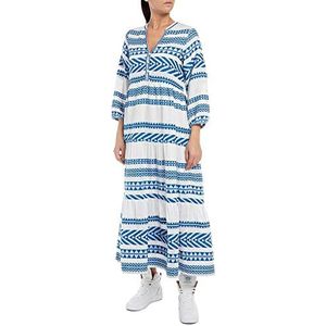 Replay Dames W9026 jurk, 020 natuurlijk wit/blauw, S, 020 Naturel Wit/Blauw, S