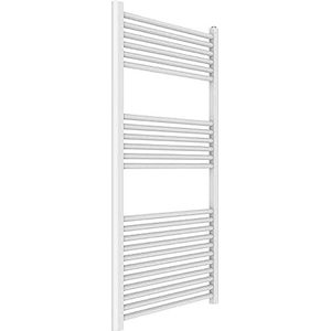 ERCOS Verwarmde handdoekwarmer voor badkamer, afmetingen 600 x 1200 mm, radiator kleur mat wit, bevestigingen 1/2 inch, levering met montageset
