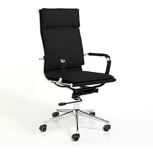 Wink Design Lomax Black bureaustoel, metaal, zwart, chroom, H 110/120 x 57 x 66 cm