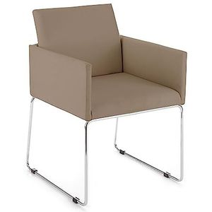Wink Design Ellon Taupe 2-delige set stoelen met armleuningen, stoel, taupe, chroom, 55 x 60 x 80 cm
