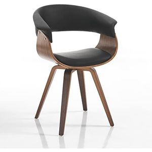 Wink Design Derby Dark Wood Black Meerlaagse stoel, walnoot, zwart, 62 x 51 x H 72/81 cm
