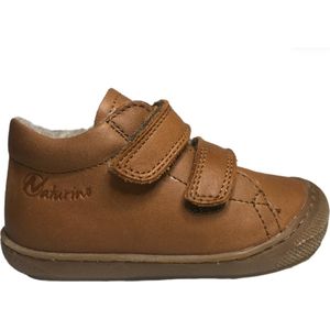 Naturino Cocoon Wool -Mt 25 - velcro's bumper warme effen lederen sneakers - cognac