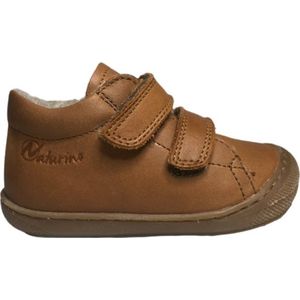 Naturino Cocoon Wool -Mt 19 - velcro's bumper warme effen lederen sneakers - cognac