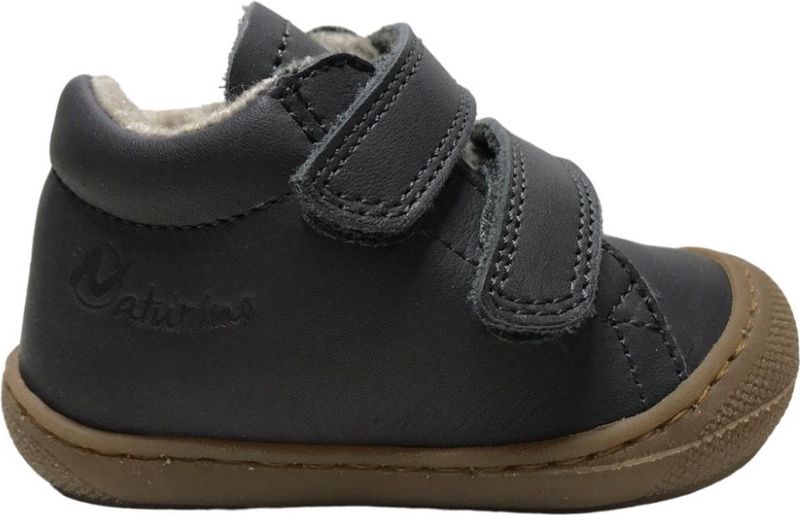 Naturino - Cocoon - Velcro Sneakers - Grijs - Lederen Bovenkant - Wollen Voering