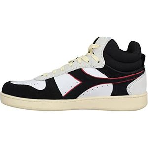 Diadora Unisex Magic Sneaker Half Cut suède gymnastiekschoen, White Black Dark Red, 45,5 EU, Wit Zwart Donker Rood, 45.5 EU