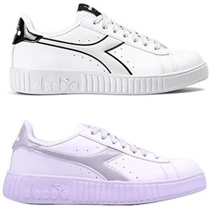 Diadora Step P, gymschoenen voor dames, Wit Zwart Perzisch Violet, 38 EU