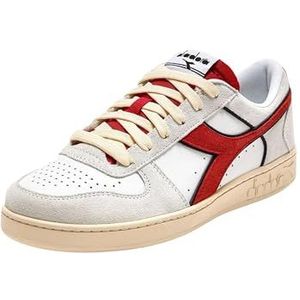 Diadora Magic Basket Low Suede Leather Gymnastiekschoenen, uniseks, White Ferrari Red Italy