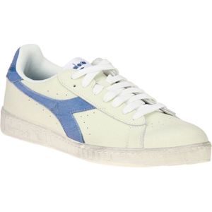 Diadora Unisex Game L Low Waxed Suede Pop White Blue Bleached Denim-Schoenmaat 45