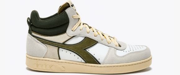 Diadora Magic Basket Demi Cut Sneakers van suède, uniseks, voor volwassenen, Wit, 45.5 EU