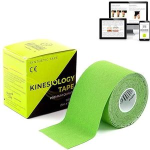 KALAHARI 1 x Waterdichte Kinesiology Tape plus E-Book toepassingen in het Nederlands – Synthetische Kinesiologie Tape voor een betere Hechting en Bestandbaarheid tegen Water en Zweet – 5cm x 5m GROEN