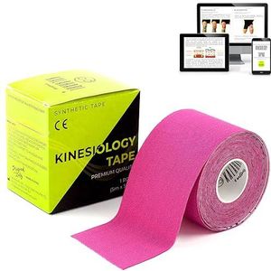 KALAHARI Kinesiology Tape met eBook toepassingen in het Nederlands – Kinesiologie Tape met hoge kleefkracht en bestand tegen water en zweet – Kinesio voor sport en revalidatie 5cm x 5m, ROZE