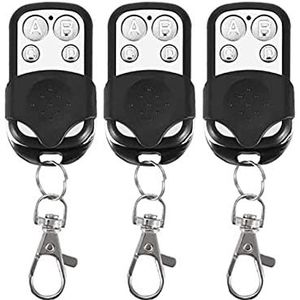 GC GLOBALCOMMERCE Set van 3 universele zelflerende afstandsbedieningen voor automatische poort, met 4 toetsen en vaste frequentie 433,92 MHz, zwart