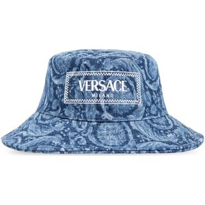 Versace Denim bucket hat , Blue , Dames , Maat: 57 CM