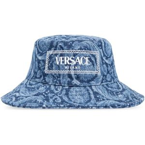 Versace Denim bucket hat , Blue , Dames , Maat: 58 CM