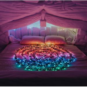Twinkly Cluster 400 LED RGB+Wit, Lichtslinger Van LED Lichten Voor Buiten & Binnen, Smart Multicolor LED, Compatibel met Alexa & Google Home, Gaming, IP44, App Controle, Zwarte Kabel, 6m
