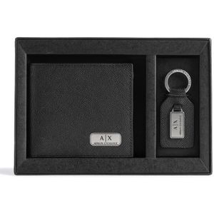 Armani Exchange Cadeauset voor heren, wallet&sleutelhanger, zwart, één maat, zwart, Eén maat